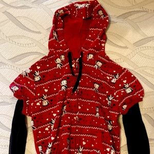 Vintage betty boop zip up sweater with puffed sleeves and black long sleeves